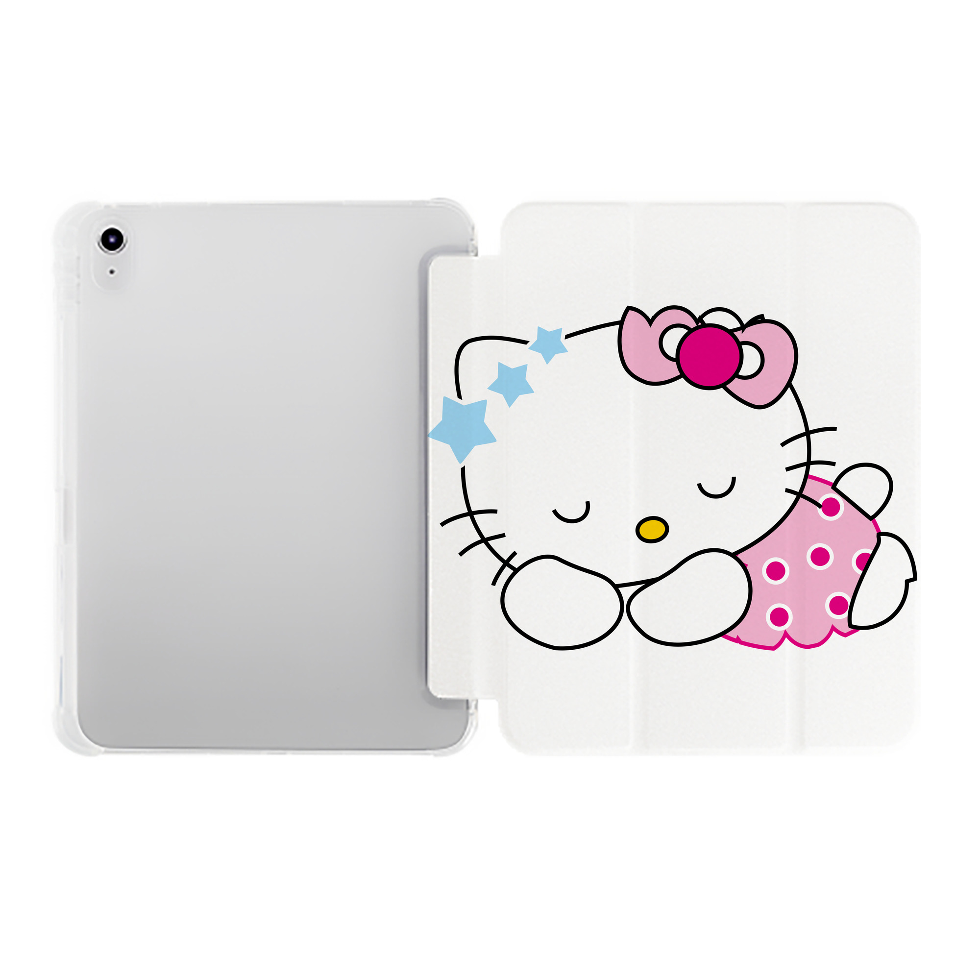 （画像用） Hello Kitty ハローキティ IPad ケース ペン収納付き 三つ折りスタンド PUレザー×シリコン 対応機種9.5/10.5/10.9インチ